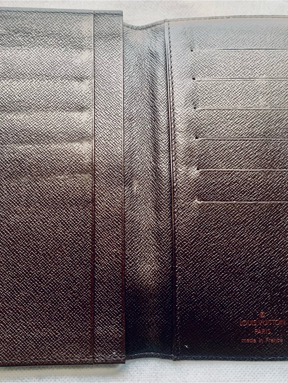 Brown Textured Leather Bi-Fold checkbook wallet